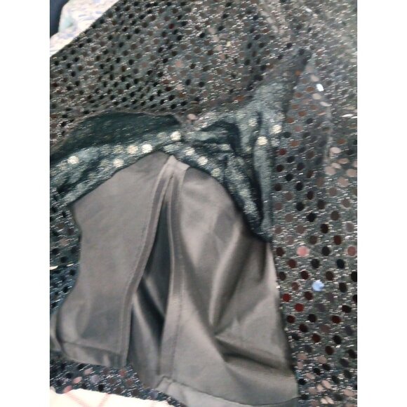 Vtg Granite Women's 8 Black Mirror Sparkle Skirt Knee Length Lined USA Made NWT - Picture 6 of 8